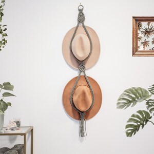 Macrame Double Hat Hanger: Boho 70s Hat Storage