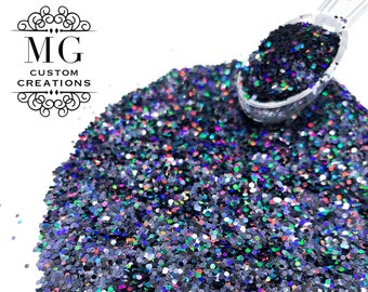 Black Holographic Mini Chunky Glitter *tumblers, nail art, resin art, slime, crafts, cosmetics