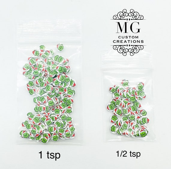 MINI Fruit and Veggie SHAPE GLITTER Polymer Clay Slices 