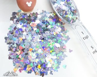 Silver Holographic Mouse Head Glitter *tumblers, nail art, resin art, slime, crafts, cosmetics