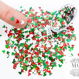 Holiday Mouse Head Mix Holographic Shape Glitter *tumblers, nail art, resin art, slime, crafts, cosmetics