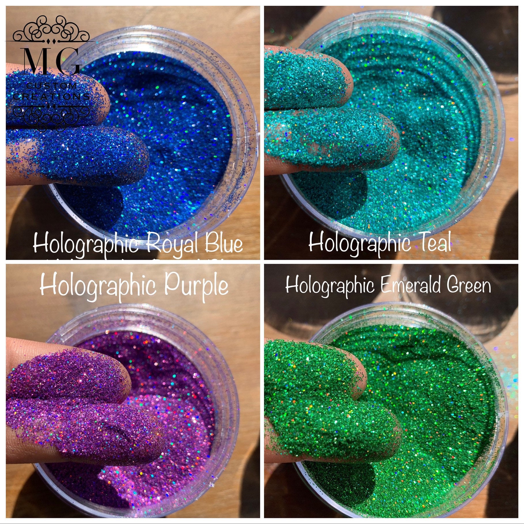 Rolio - Holographic Glitter - Pure Glitter Set - 12 Jars of Cosmetic Grade  Glitter for Resin, Makeup, Face & Body Art, Craft Supplies, Nail Decoration  - Vibrant Set 
