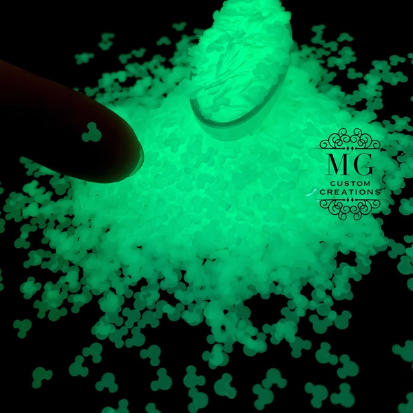 Glow In The Dark Mouse Head Shape Glitter Confetti *tumblers, nail art, resin art, slime charms, crafts, cosmetics