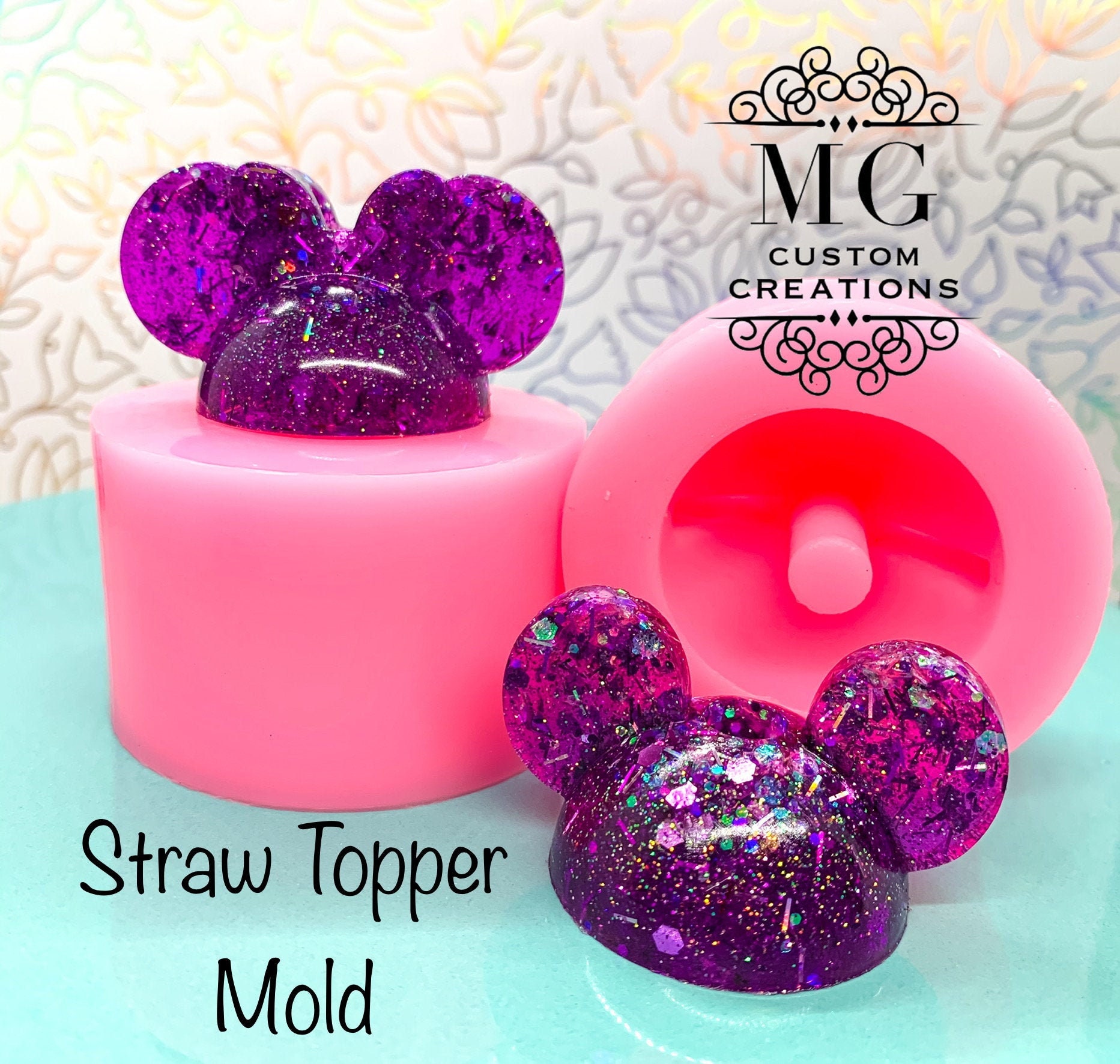 Xidmold 2 Pcs Cute Duck Straw Topper Resin Molds Straw Topper Attachment Silicone Molds Crystal Epoxy Resin Casting Mold Straw Decoration Jewelry