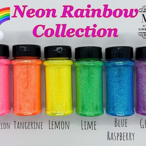 NEON Extra Fine Rainbow Glitter Collection, 6 Neon Colors *tumblers, nail art, resin art, slime charms, crafts, cosmetics