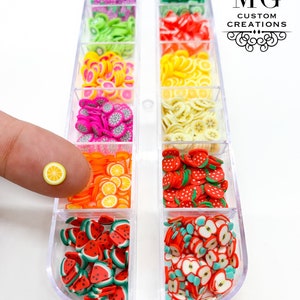 12 Pack MINI FRUIT SLICES polymer clay Shape Glitter (Collection #1) *tumblers, nail art, resin art, slime, crafts, cosmetics