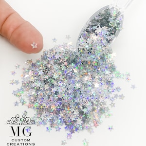 Star Shape Silver Holographic Glitter *tumblers, nail art, resin art, slime, crafts, cosmetics