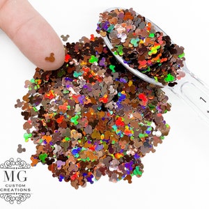 Chocolate Brown Holographic Mouse Head Shape Glitter *tumblers, nail art, resin art, slime charms, crafts, cosmetics