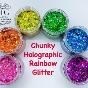 Chunky Rainbow Holographic Glitter *tumbler, nail art, resin art, slime charms, crafts, cosmetics