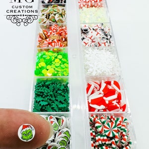 12 Pack MINI Christmas SHAPE glitter and polymer clay slices Collection #1, tumblers, nail art, resin art, slime, crafts, cosmetics