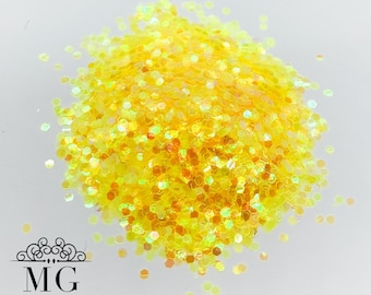 Lemonade Yellow Iridescent Mini Chunky Glitter *tumblers, nail art, resin art, slime charms, crafts, cosmetics