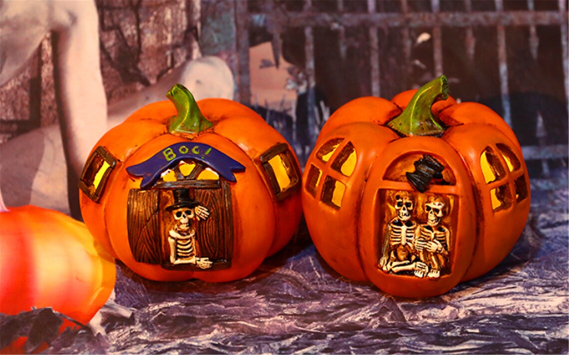 Halloween Pumpkin Skeleton Light Vintage Plastic Light Covers Etsy