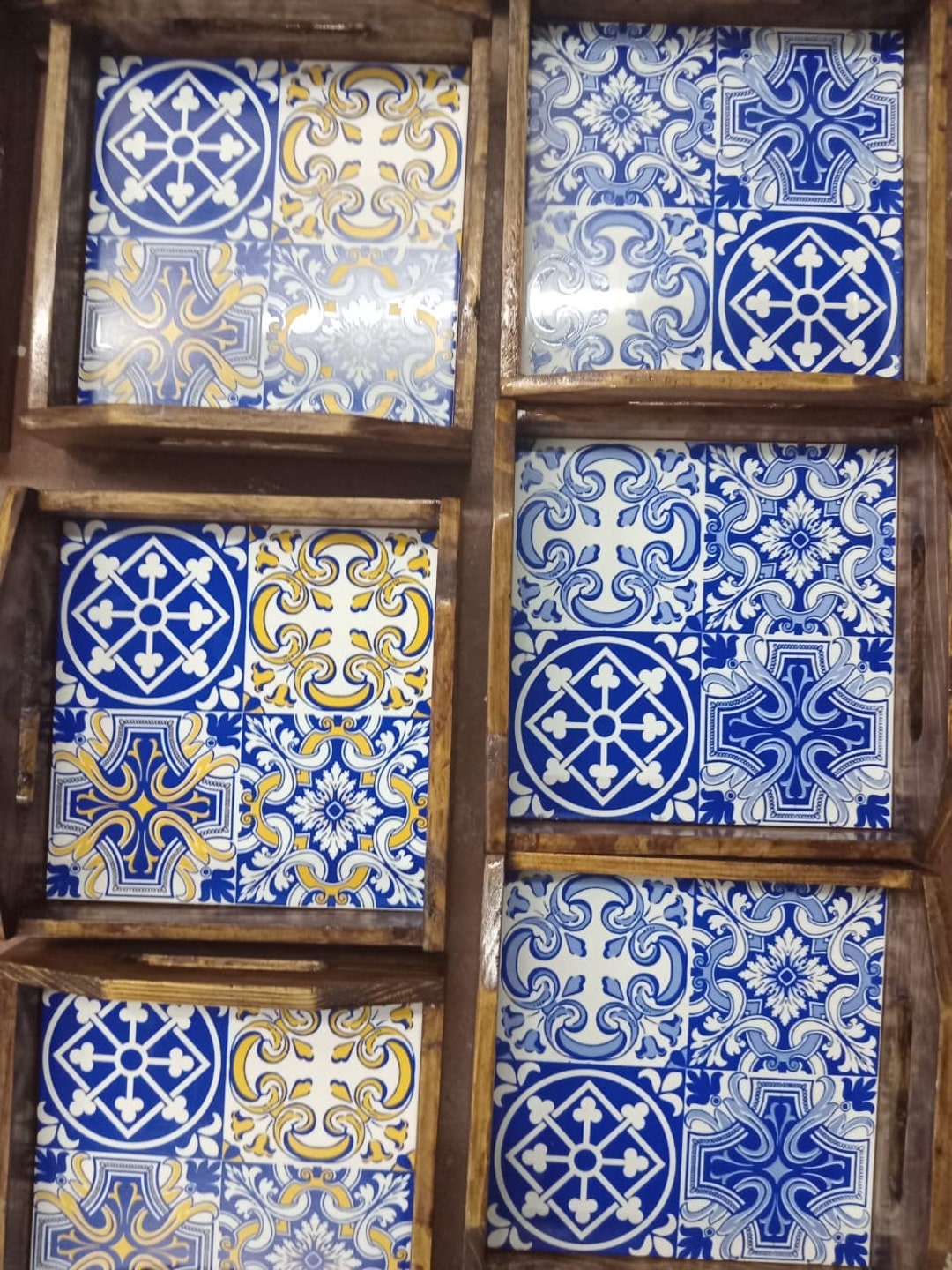 Goan Art Blue and White Azulejo Wooden Tray With Printed Tile - Etsy