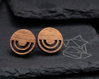 Circle - Studs, Wood, Laser, Handmade, Wooden Jewelry