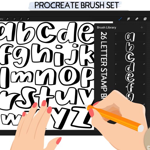 26 Procreate Doodle Letter Stamp 26 Alphabets Brush Stamp Etsy UK
