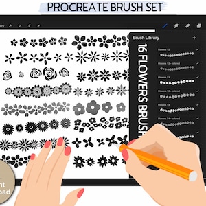16 procreate textured & colored flower brushes for designing cards, planner or any creative projects - Instant Download, Procreate app only