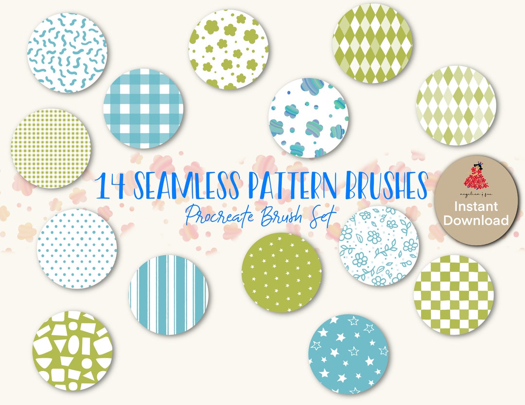 14 Seamless Procreate Pattern Brushes, Brushes for Planner, Digital ...