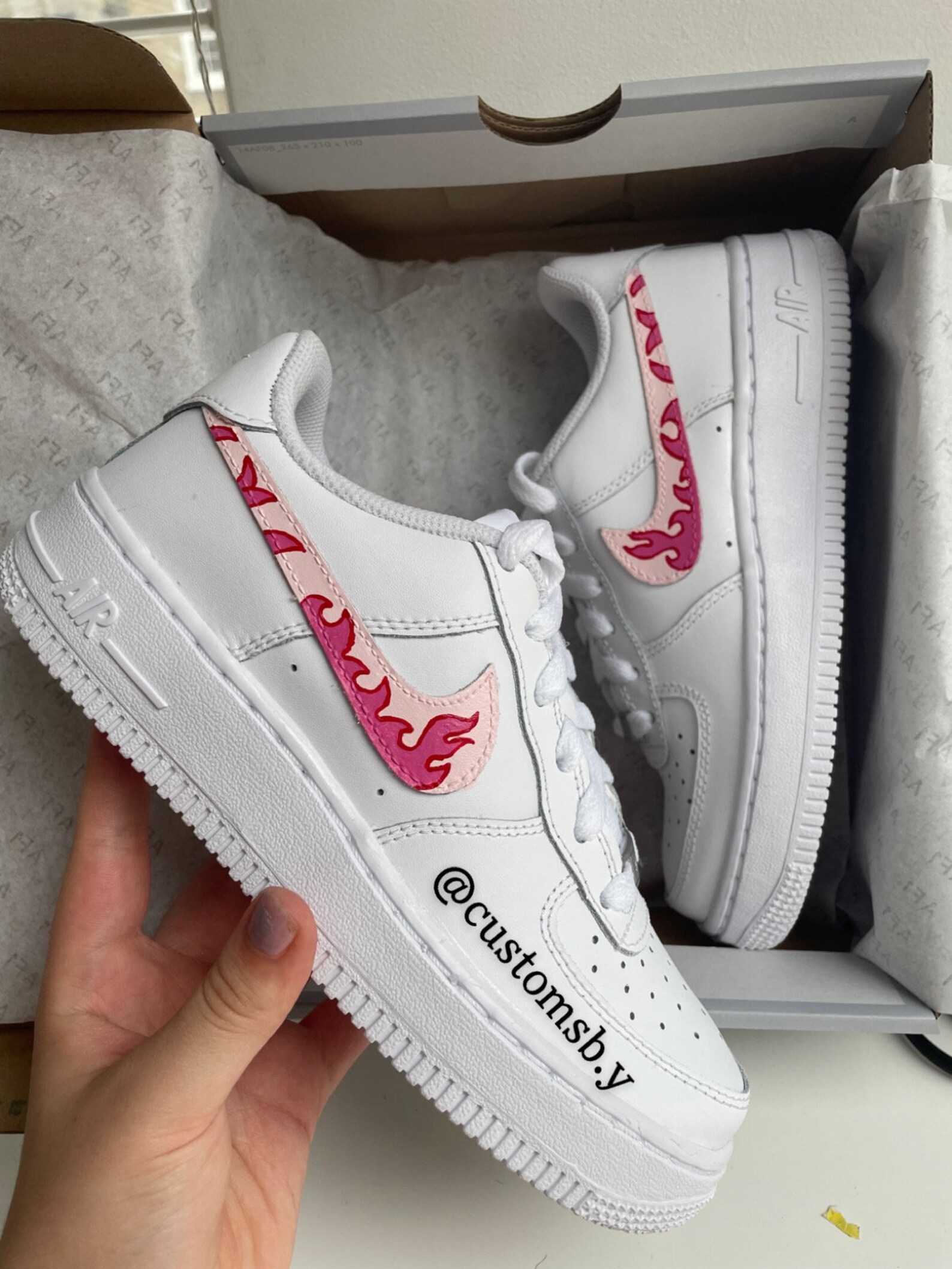 Custom Pink Flame Nike Air Force 1s | Etsy