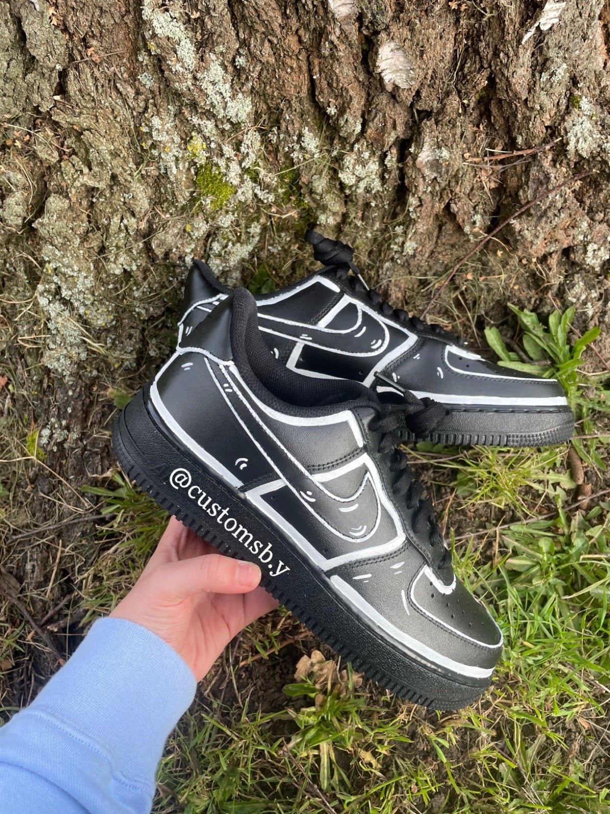 Custom Black Cartoon Nike Air Force 1s 