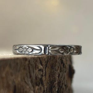 Solidny srebrny pierścionek z motywem kwiatowym, pierścionek z motywem kwiatowym, obrączka ślubna z motywem kwiatowym, pierścionek do łączenia ze sobą dla niej, pierścionek minimalistyczny, zestaw do łączenia ze sobą