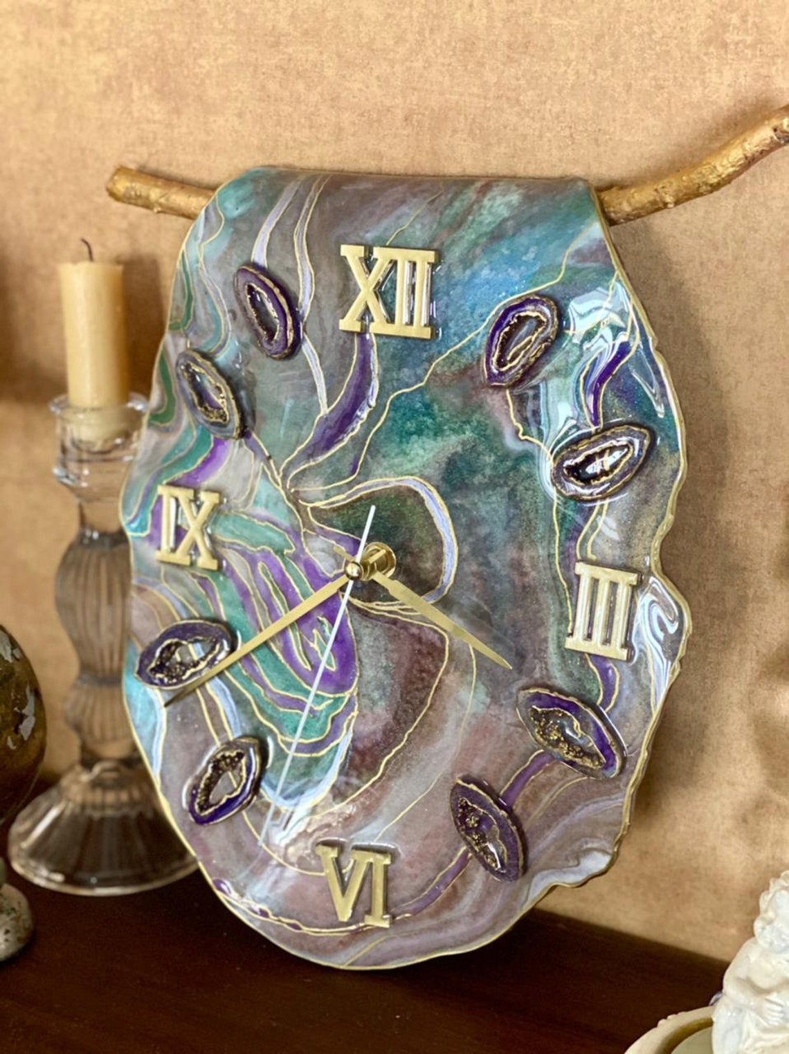 Salvador Dali Handmade clock Surreal Melting Clock Epoxy Etsy