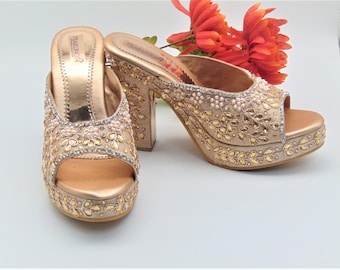 sparkly rose gold heels