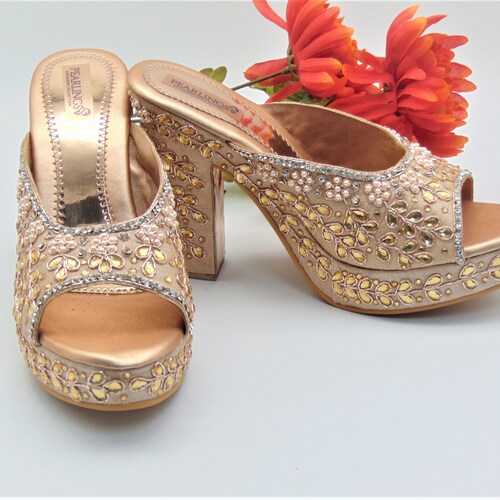 Hand Embroidered Bridal Shoes With 