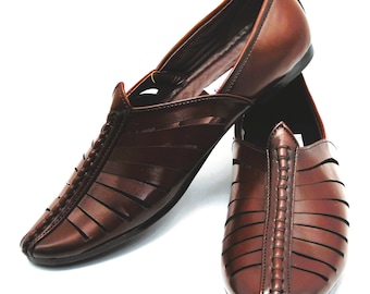 Scarpe Mojari etniche da uomo: stile indiano/pakistano, in pelle sintetica