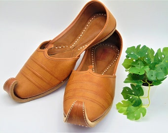 Ethnic Indian genuine leather men shoes Juti Khussa sandals flats slip on Mojari