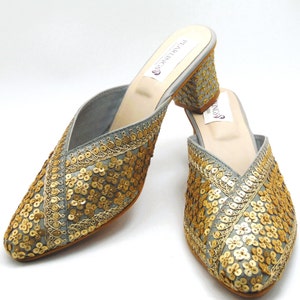 Ethnic Indian Gray Bridal Shoe 3-inch slip on