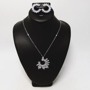 Cubic Zirconia Half Sun Necklace set