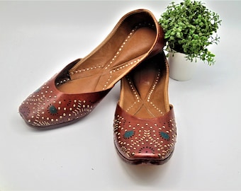Pink - Kutch Embroidery Handstitched Leather Flat Slippers