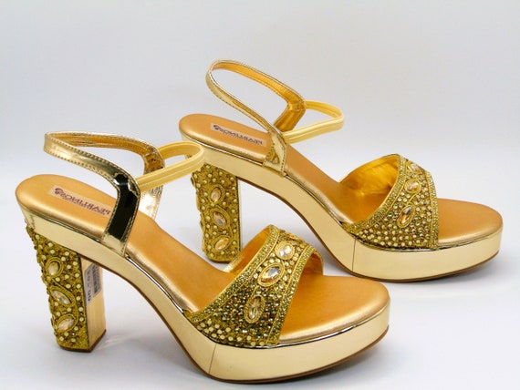 Buy Anaar Brown Embellished Platform Designer Heels at Aza Fashions | Platform  heels, Heels online, Designer heels