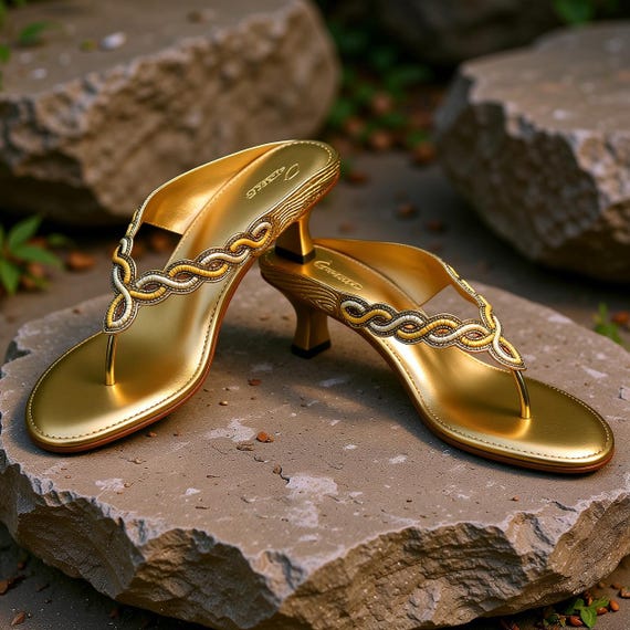 gold wedge dress sandals Embroidered Heels: Beaded Slip-On formal gold wedge heels