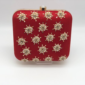 Fancy Party clutches and evening bag with hand embroidered on Raw Silk