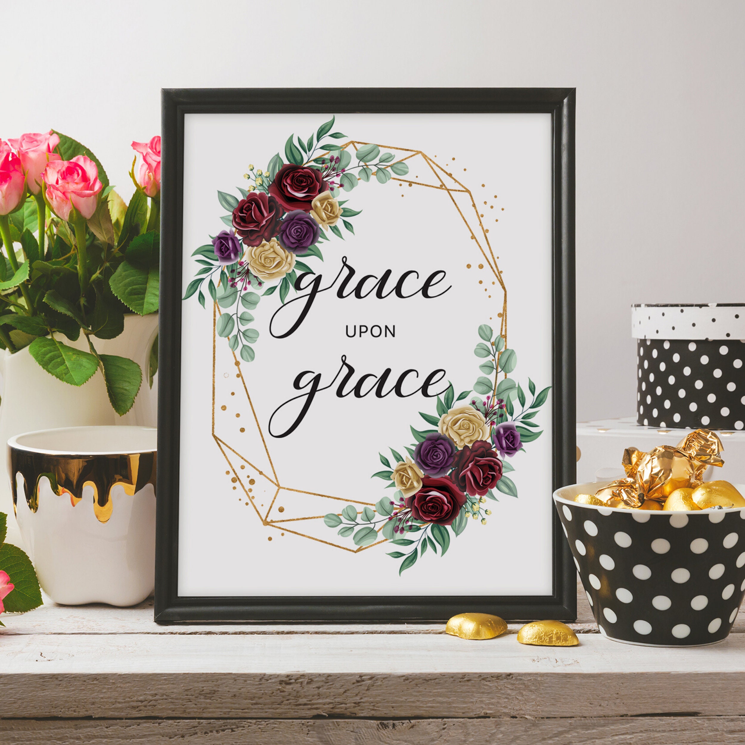Grace Upon Grace Christian home decor art Etsy