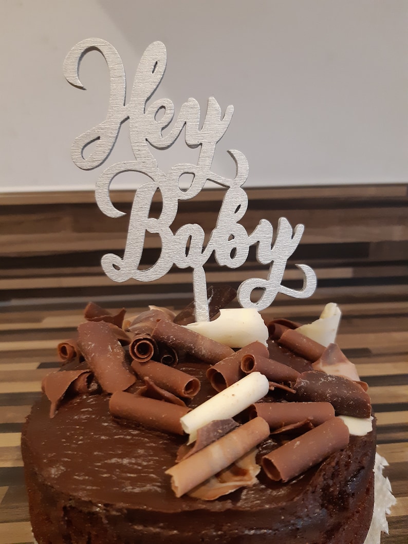 Oh Baby /& Hey Baby Wooden Baby Shower Cake Toppers
