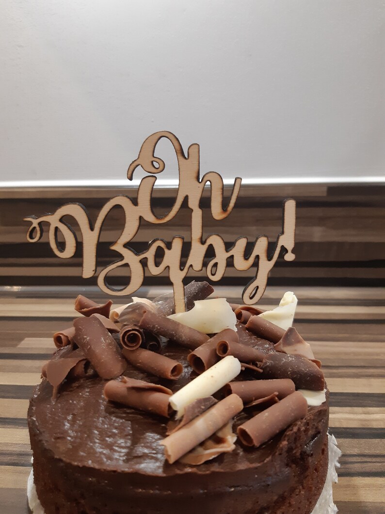 Oh Baby /& Hey Baby Wooden Baby Shower Cake Toppers