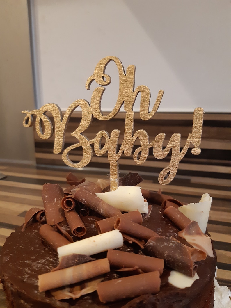 Oh Baby /& Hey Baby Wooden Baby Shower Cake Toppers