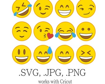 Cricut Emoji Svg Files -  Emoji SVG Collection - Emoji Clipart - Emoji Bundle - Feeling Emoji design - Mac Emoji - Emoji Vector