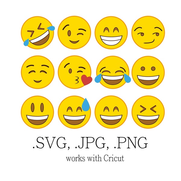 Cricut Emoji Svg Files -  Emoji SVG Collection - Emoji Clipart - Emoji Bundle - Feeling Emoji design - Mac Emoji - Emoji Vector