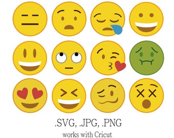 Cricut Emoji Svg Files -  Emoji SVG Collection - Emoji Clipart - Emoji Bundle - Feeling Emoji design - Smiley - Mac Emoji - Emoji Vector