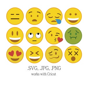 Cricut Emoji Svg Files -  Emoji SVG Collection - Emoji Clipart - Emoji Bundle - Feeling Emoji design - Smiley - Mac Emoji - Emoji Vector