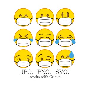 Cricut Emoji SVG Collection - Emoji Clipart, Bundle - Emoji Svg Files - Masque Emoji - Feeling Emoji - Masque design - Quarantaine - Masque facial