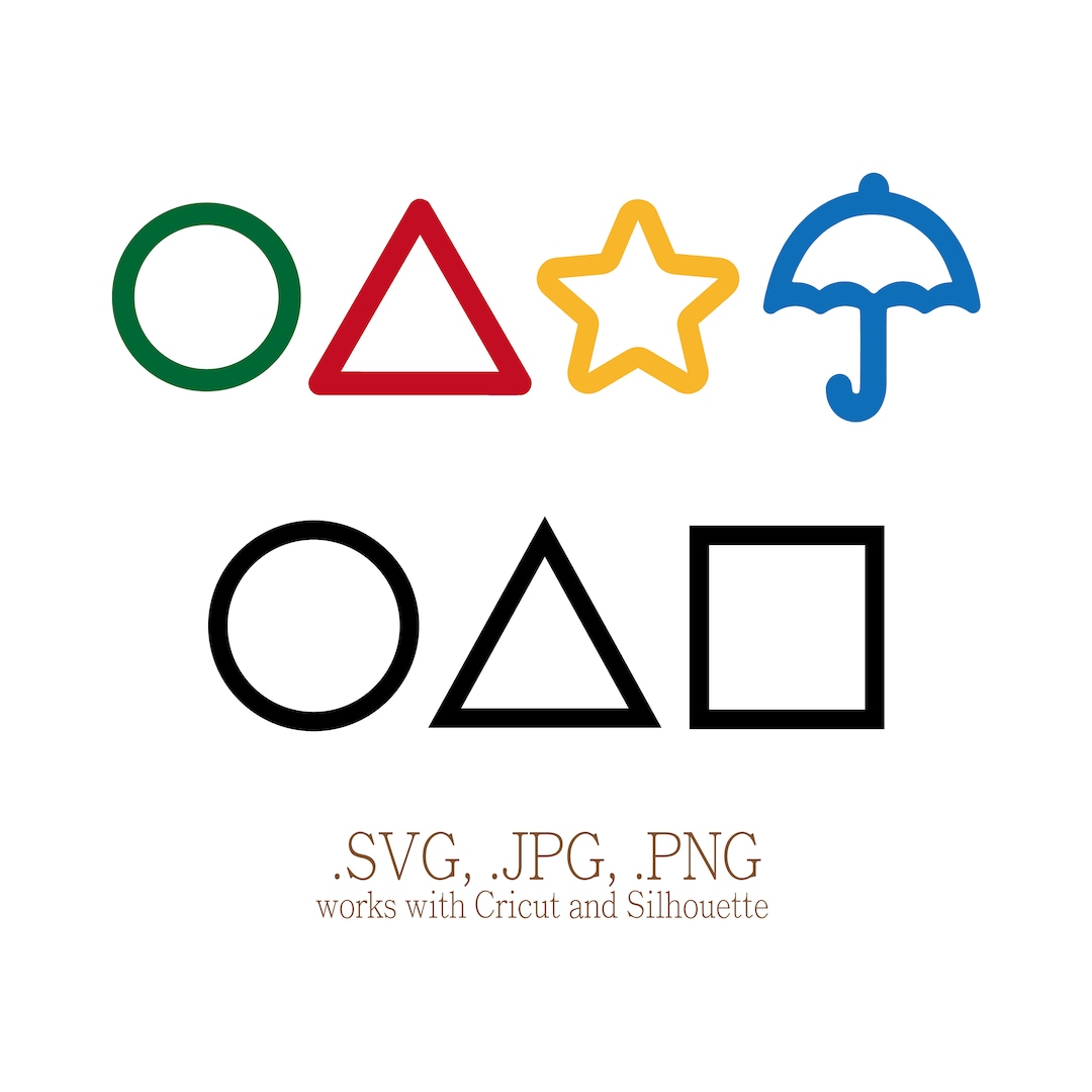 Squid Game Symbols Design, Squid Game Svg, Png Jpg Clipart Bundle, Name