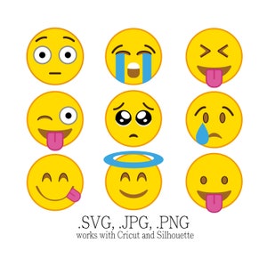 Arquivos Cricut Emoji Svg - Coleção Emoji SVG - Emoji Clipart - Pacote de Emoji - Design de Emoji de sentimento - Smiley - Mac Emoji - Vetor de Emoji