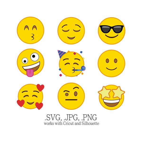 Cricut Emoji Svg Files - Emoji SVG Collection - Emoji Clipart - Emoji Bundle - Feeling Emoji design - Mac Emoji - Emoji Vector