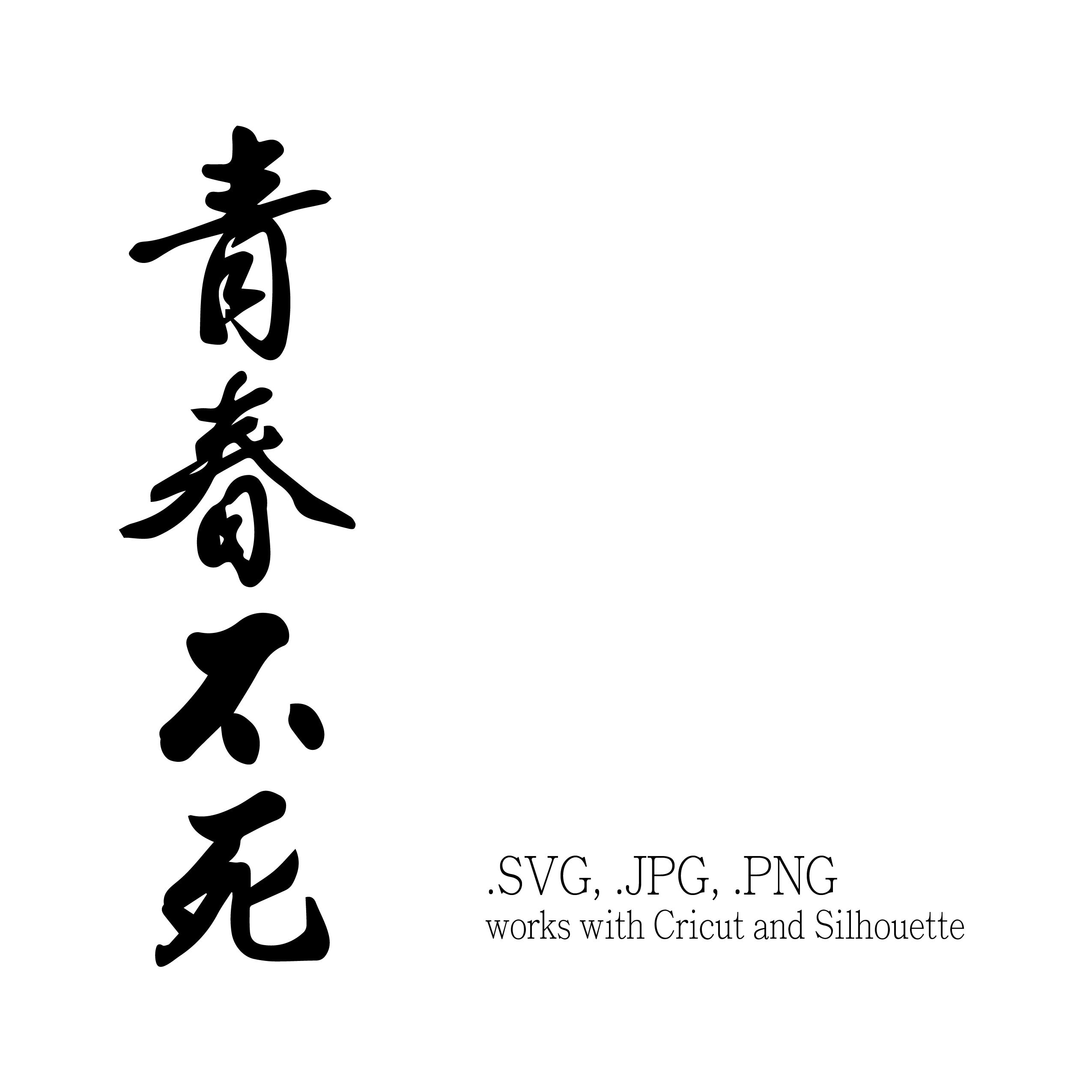 書　刻字　作品　「無事平安」 中国の書道 - 「若さは死なない (永遠の若さ)」 - 有名な中国の