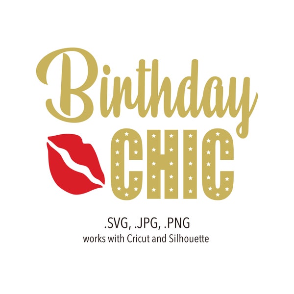 Birthday Chic Svg file, Svg Png Jpg files for Cricut, lasercutting, T-shirt, mugs, stickers, Digital Download