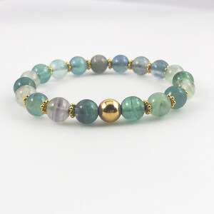 Fluorite Crystal Bracelet, Fluorite Beaded Bracelet, Transparent Beaded Bracelet, Green Bracelet, Gemstone Bracelet